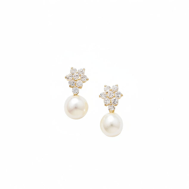 9ct Pearl CZ Drop