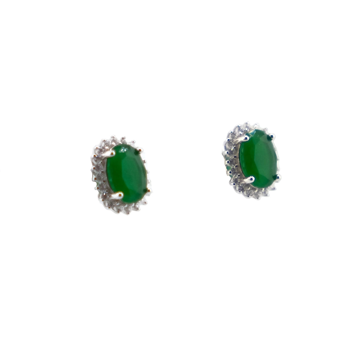 Oval Cluster Stud Green