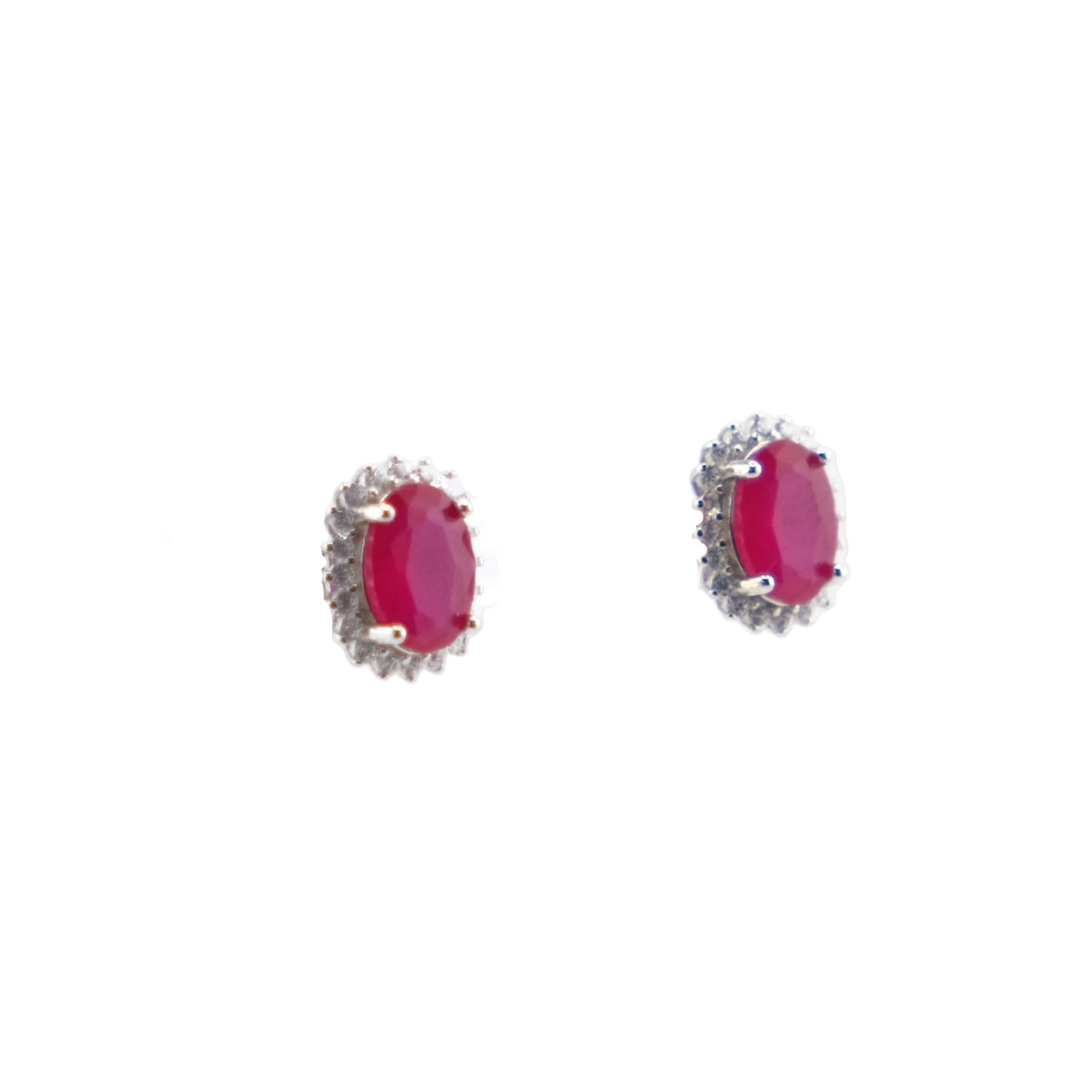 Oval Cluster Stud Red