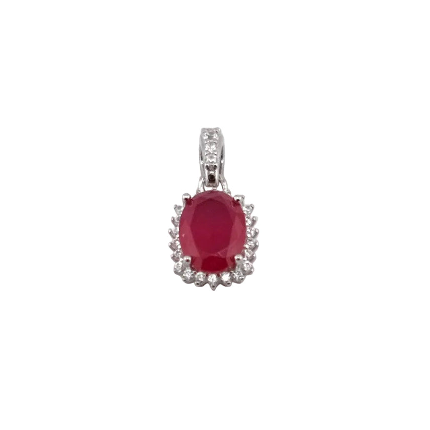 Oval Cluster Pendant Red