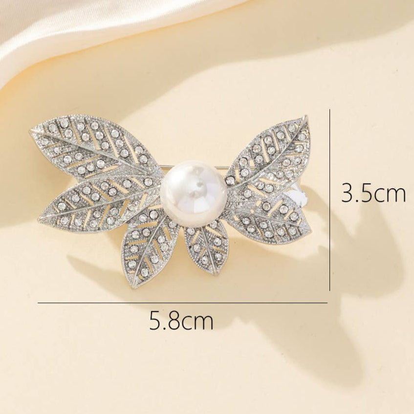 Leaves Pearl Brooch