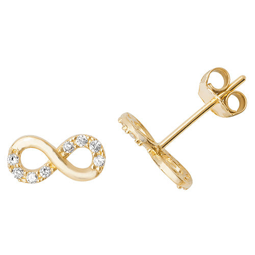 9ct CZ infinity stud