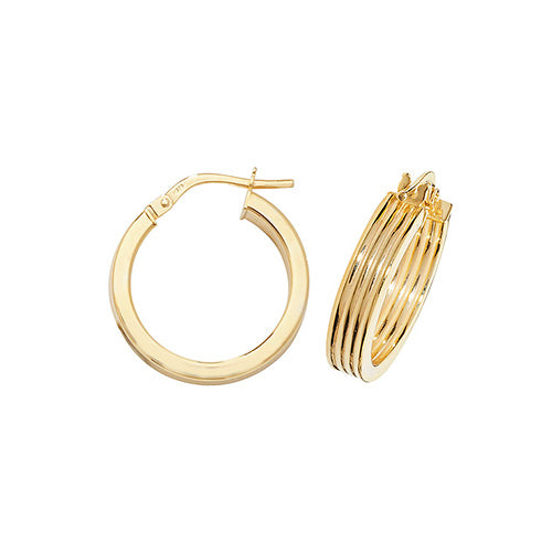9ct 15mm 3lines Hoop
