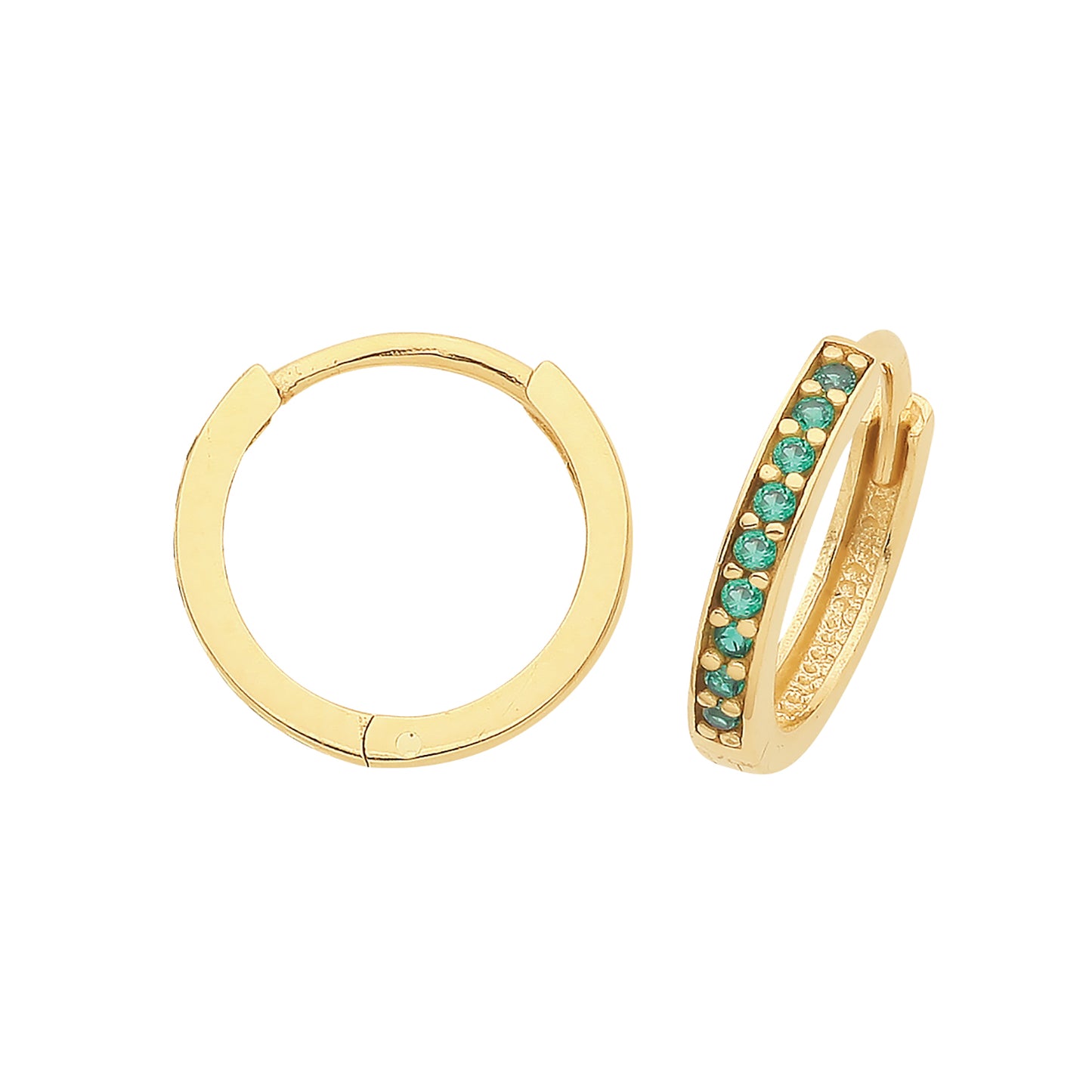 9ct 10mm Green CZ hoop