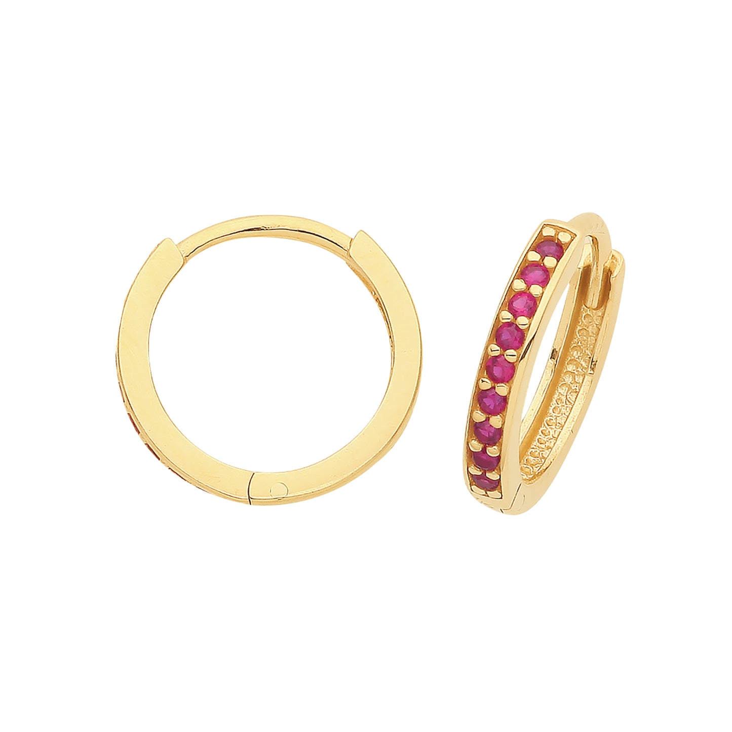 9ct 10mm Red CZ hoop