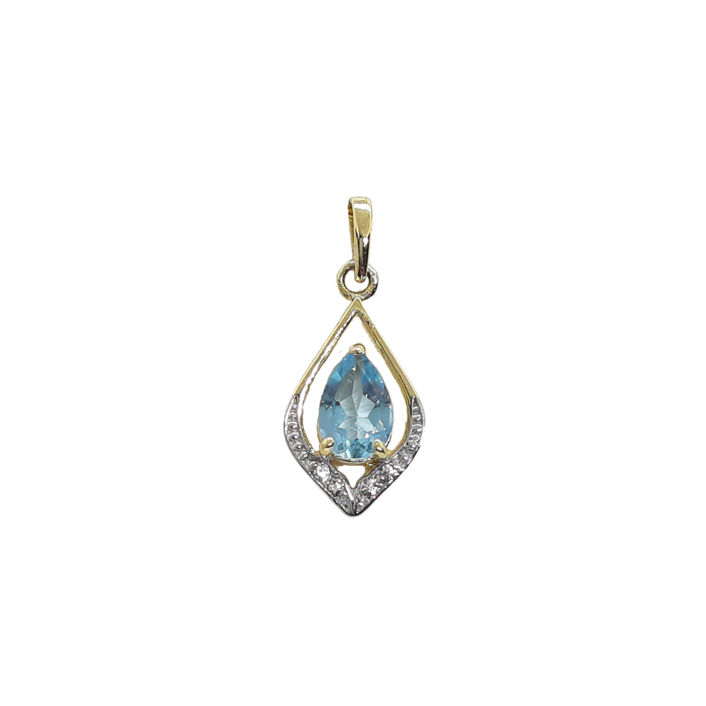 9ct Blue Topaz Pendant CZ