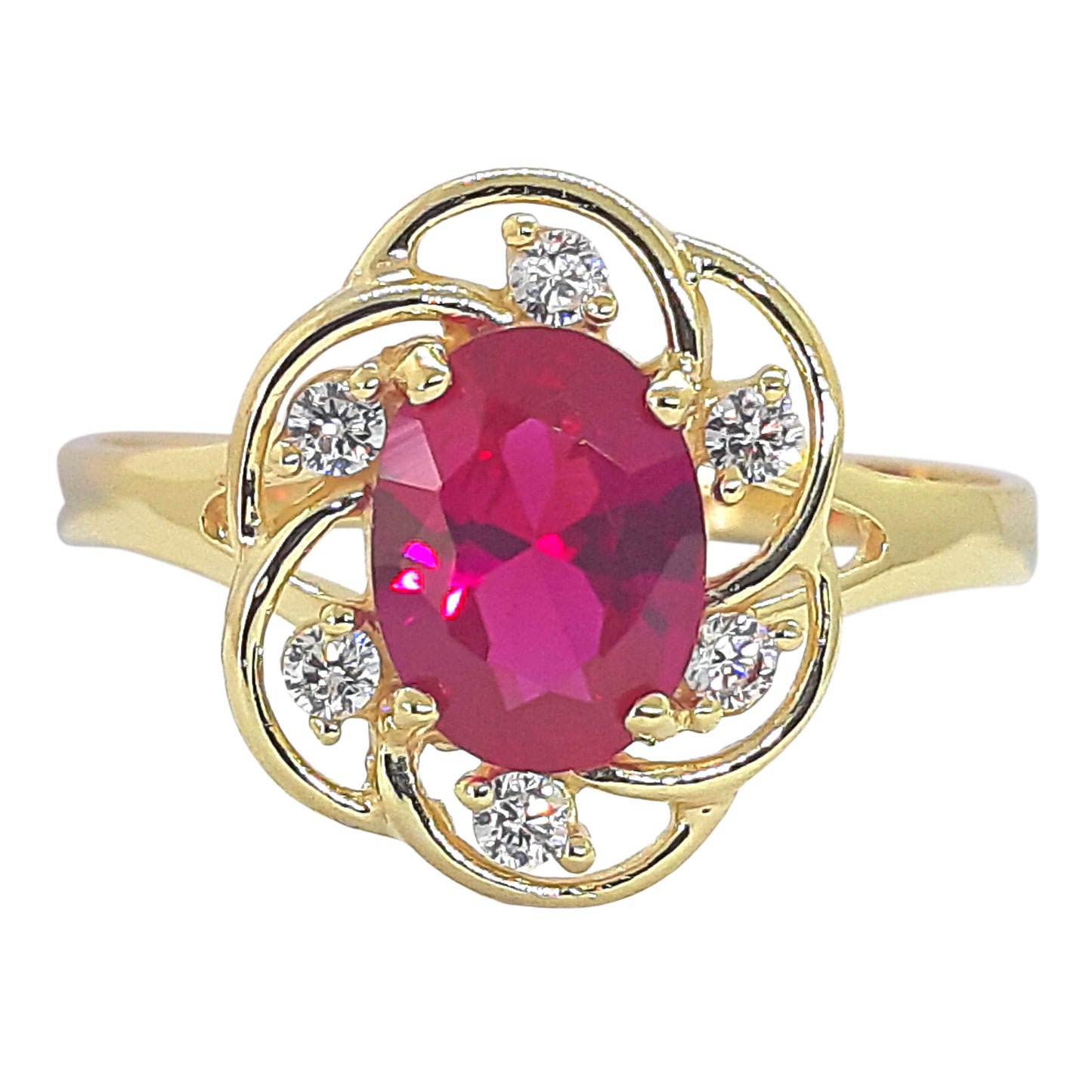 9ct Large Cluster - Red