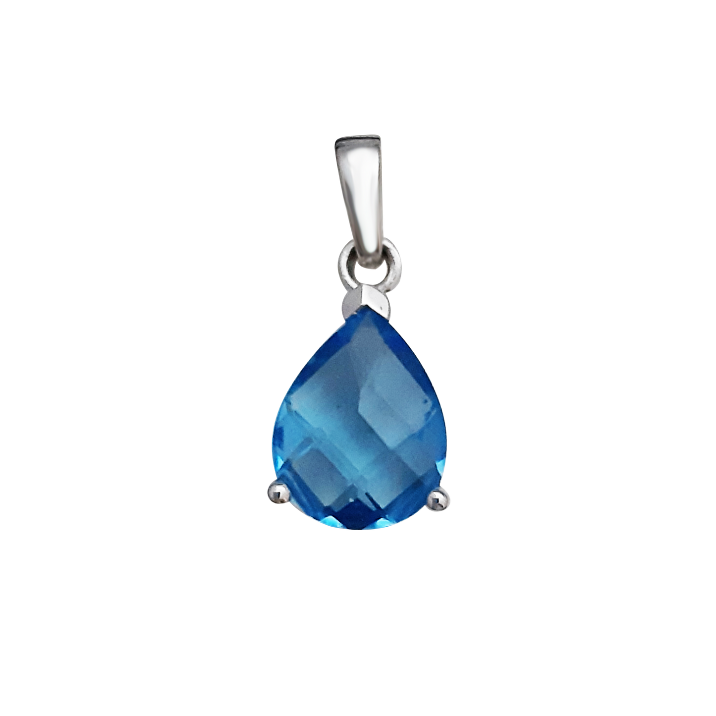 Checker Cut Pear Pale Blue Cz