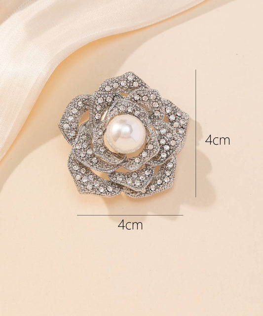 Rose Pearl Brooch