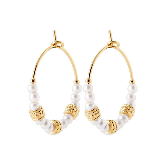 Hoop Earrings - Imitation Pearls - 165104014