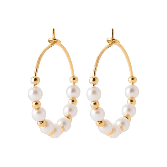 Hoop Earrings - Imitation Pearls - 16612014