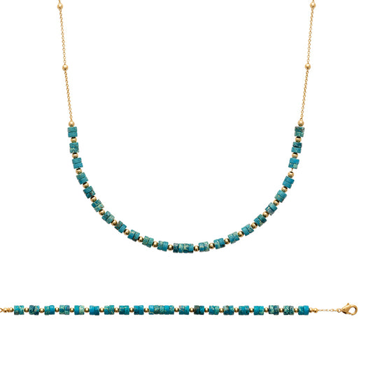 Necklace JASPE BLEU TRAITE - 87351845
