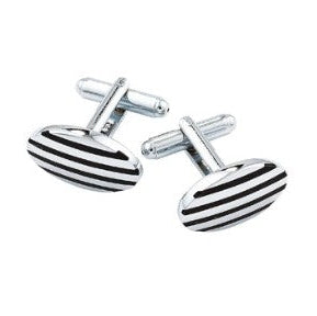 Oval Striped Cufflinks