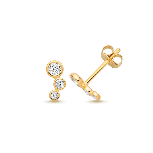 9ct 3 CZ bubbles