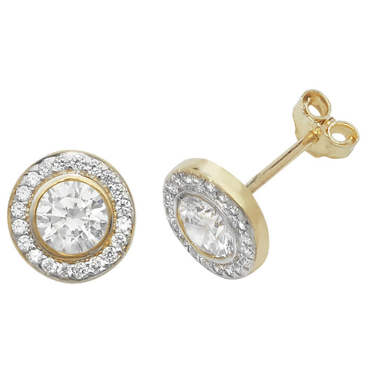 9ct Halo CZ stud