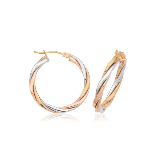 9ct 20mm 3 col Twist Hoop