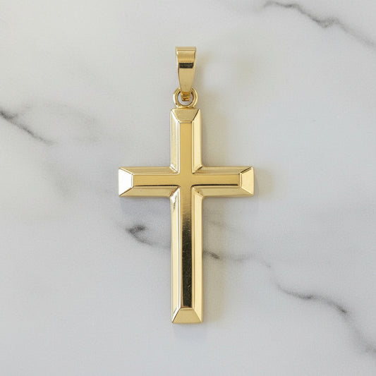 9ct 23mm Bevelled Cross
