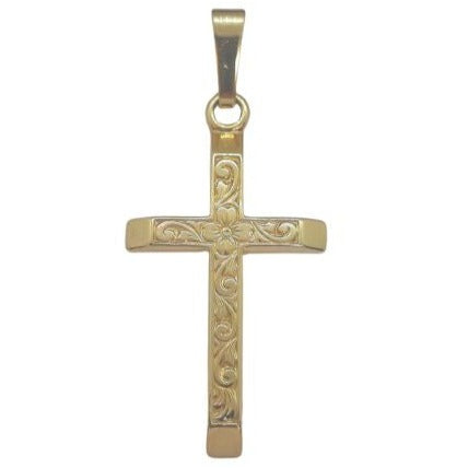 9ct 27mm engraved Cross