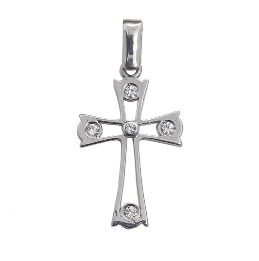 9ct 21mm WG Cross CZ