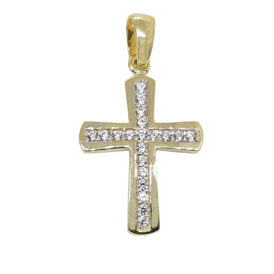 9ct 18mm Cross Channel CZ