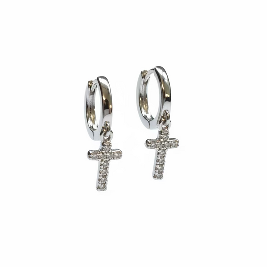 8mm Cross CZ Hoops