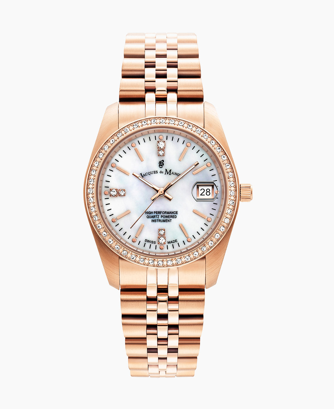 Inspiration Elegance 36mm •  Three-hands Date Rosegold-tone White dial • Stainless steel Swiss watch