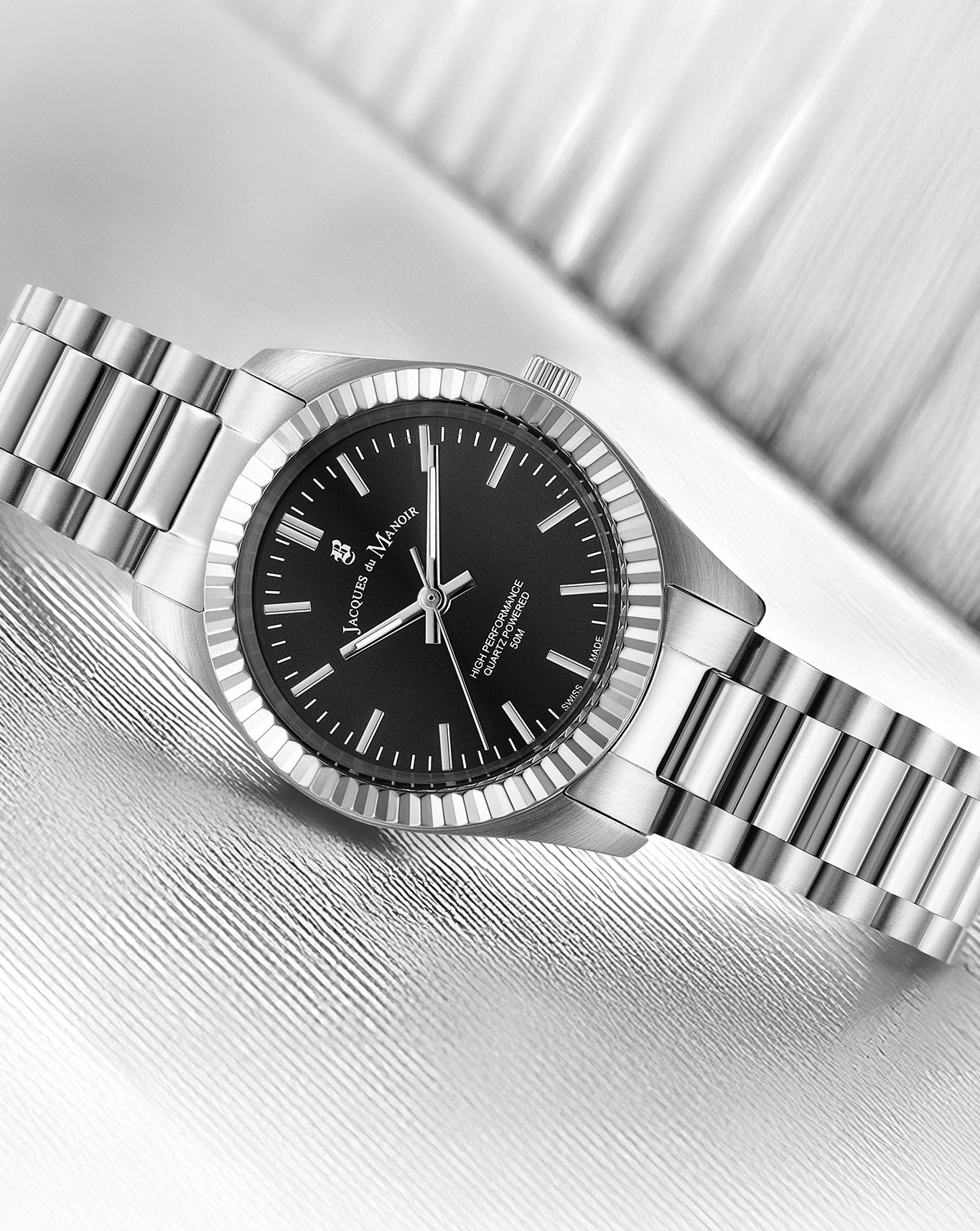 Inspiration Prime 31mm •  Three-hands Silver-tone Black dial • Stainless steel Swiss watch