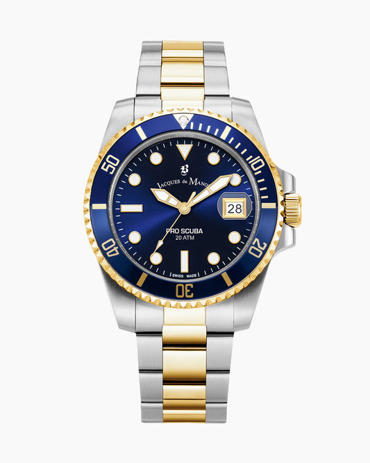 PRO SCUBA 43 Three-hands Date Two-tone Blue dial • Stainless steel Swiss watch • JWG02806