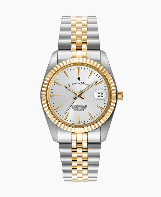 Inspiration Classic 36mm •  Three-hands Date Two-tone Silver dial • Stainless steel Swiss watch • JWG02201
