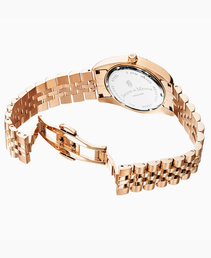 Inspiration Elegance 36mm •  Three-hands Date Rosegold-tone White dial • Stainless steel Swiss watch