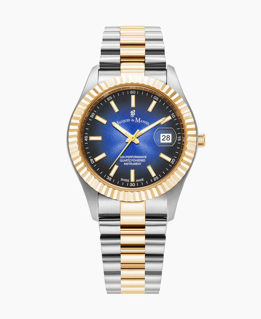 Inspiration Business 40mm •  Three-hands Date Two-tone Blue dial • Stainless steel Swiss watch • JWG03003