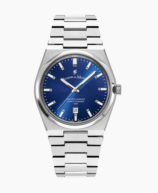 Horizon Gents 41mm •  Three-hands Date Silver-tone Blue dial • Stainless steel Swiss watch • JWG03502