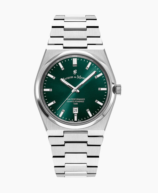 Horizon Gents 41mm •  Three-hands Date Silver-tone Green dial • Stainless steel Swiss watch • JWG03503