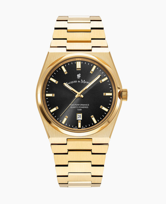 Horizon Gents 41mm •  Three-hands Date Gold-tone Black dial • Stainless steel Swiss watch • JWG03504