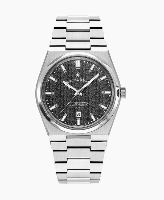 Horizon Gents 41mm •  Three-hands Date Silver-tone Black dial • Stainless steel Swiss watch • JWG03506