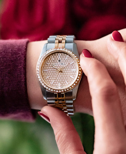 Inspiration Glamour 34mm •  Three-hands Date Two-tone Rosegold dial • Stainless steel Swiss watch