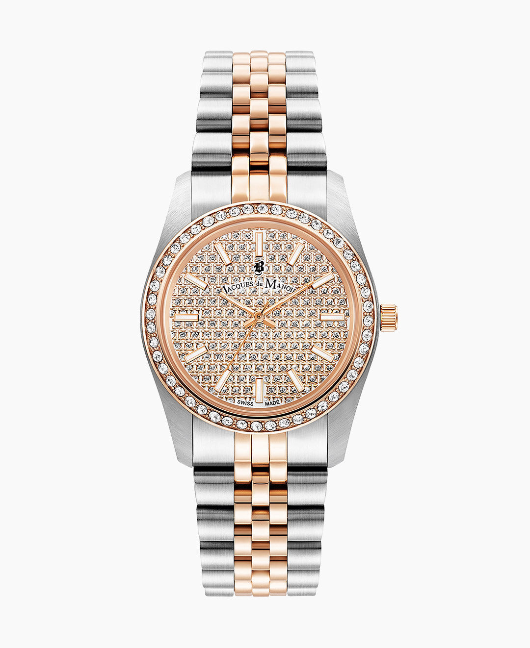 Inspiration Glamour 34mm •  Three-hands Date Two-tone Rosegold dial • Stainless steel Swiss watch