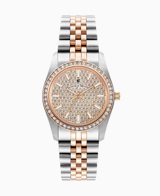 Inspiration Glamour 34mm •  Three-hands Date Two-tone Rosegold dial • Stainless steel Swiss watch