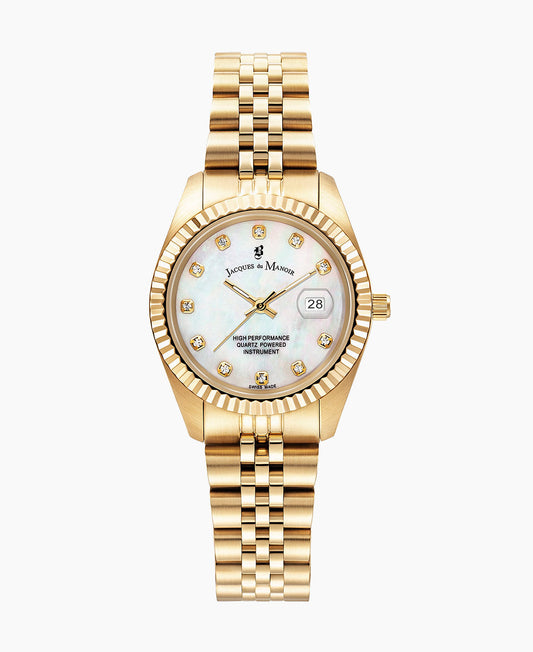 Inspiration Elegance 31mm •  Three-hands Gold-tone White dial • Stainless steel Swiss watch • JWL01203