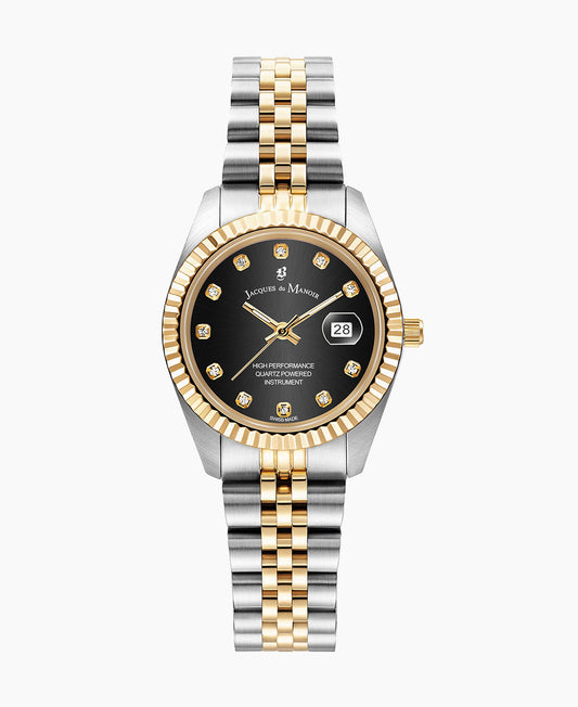 Inspiration Elegance 31mm •  Three-hands Two-tone Black dial • Stainless steel Swiss watch • JWL01207