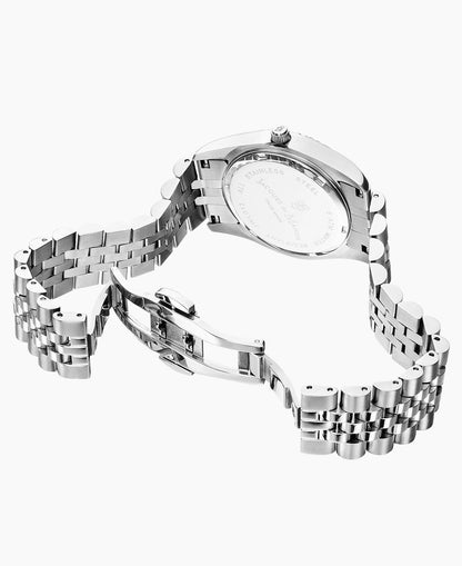 Inspiration Roman 34mm •  Three-hands Date Silver-tone White dial • Stainless steel Swiss watch