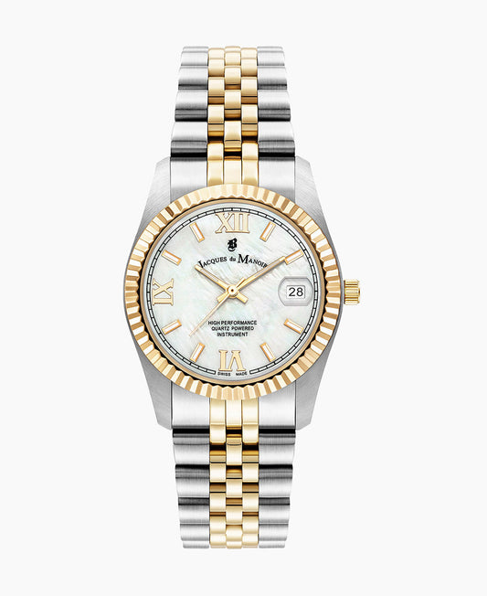 Inspiration Roman 34mm •  Three-hands Date Two-tone White dial • Stainless steel Swiss watch • JWL01303
