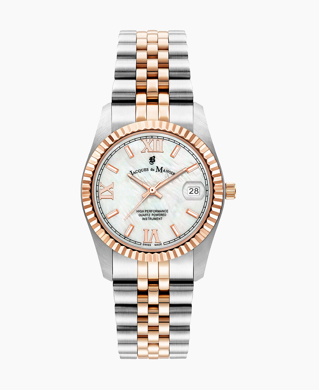 Inspiration Roman 34mm •  Three-hands Date Two-tone White dial • Stainless steel Swiss watch