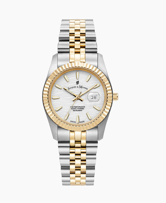 Inspiration Passion 34mm •  Three-hands Date Two-tone Light grey dial • Stainless steel Swiss watch • JWL01801