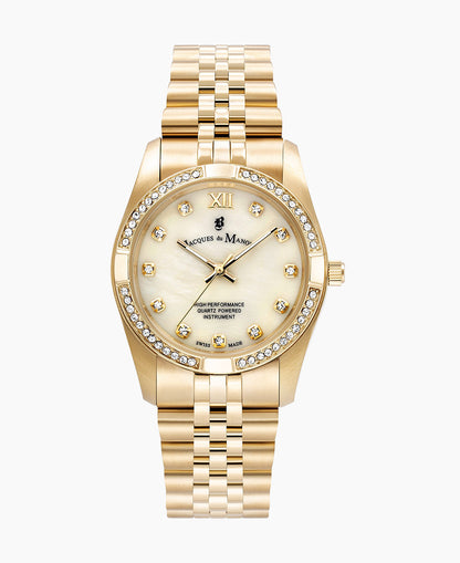 Inspiration Elegance Prestige 34mm •  Three-hands Gold-tone Gold dial • Stainless steel Swiss watch