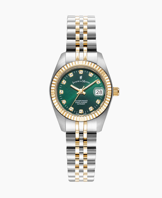 Inspiration  Elegance 26mm •  Three-hands Date Two-tone Green dial • Stainless steel Swiss watch • JWL02104