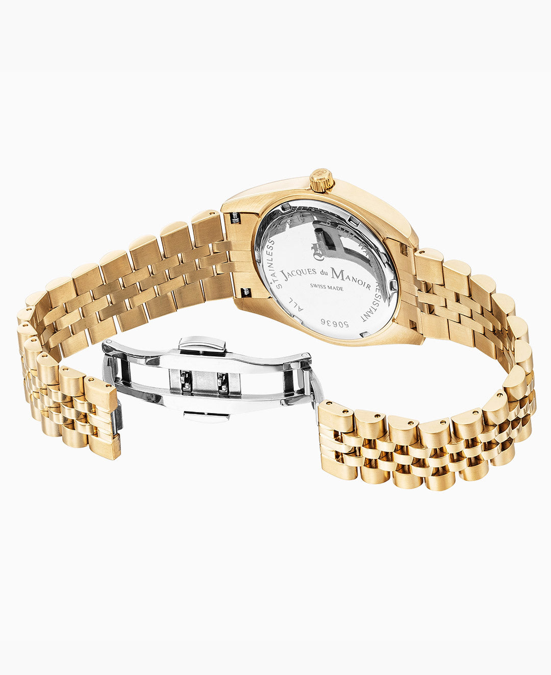 Inspiration Rainbow 36mm •  Three-hands Date Gold-tone Pink dial • Stainless steel Swiss watch