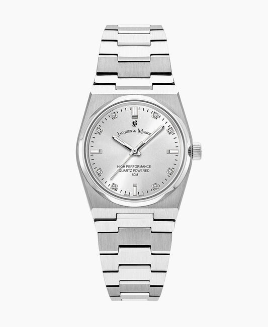 Horizon Ladies 31mm •  Three-hands Date Silver-tone White dial • Stainless steel Swiss watch • JWL03601