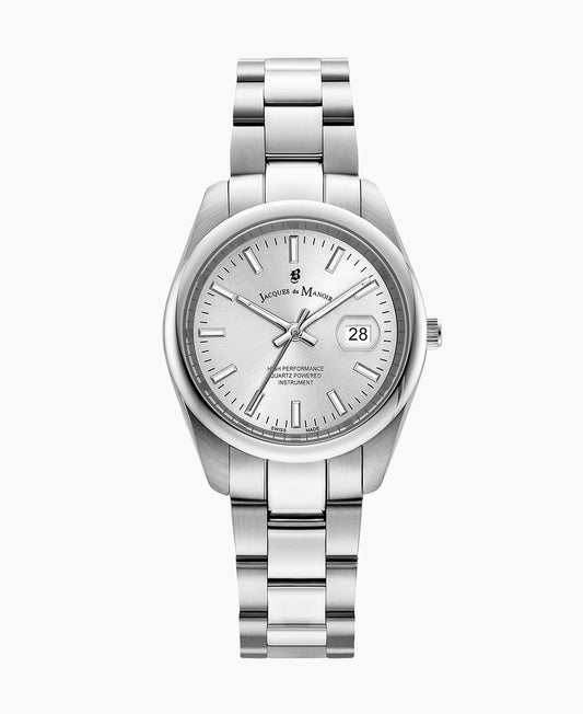 Allure 32mm •  Three-hands Date Silver-tone White dial • Stainless steel Swiss watch