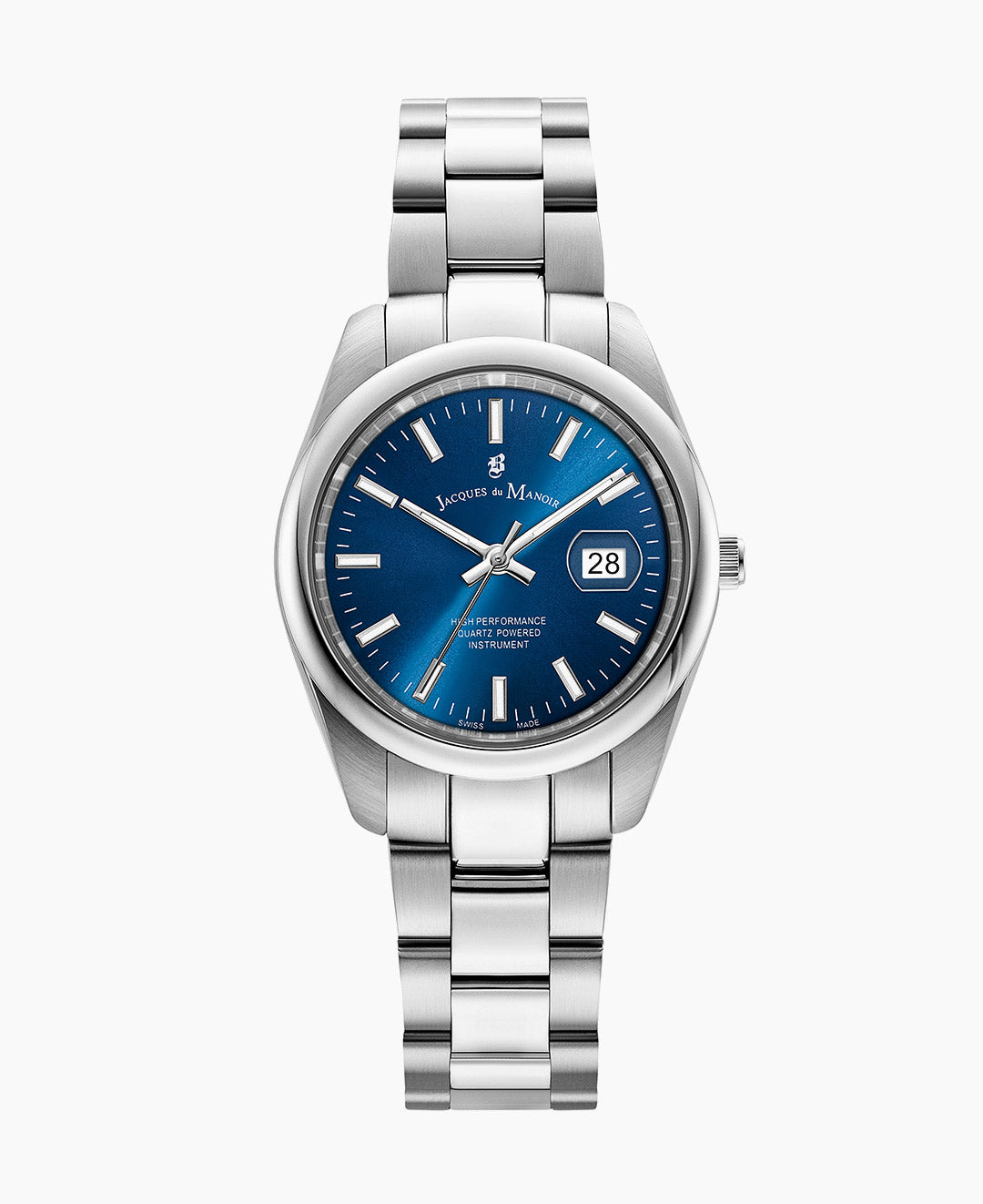 Allure 32mm •  Three-hands Date Silver-tone Blue dial • Stainless steel Swiss watch